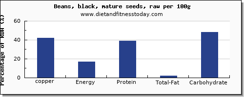 copper and nutrition facts in black beans per 100g